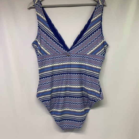 BOGO Sea Level Australia V Neck One Piece Swimsuit Blue White Pink Women Size 14 - Picture 7 of 13